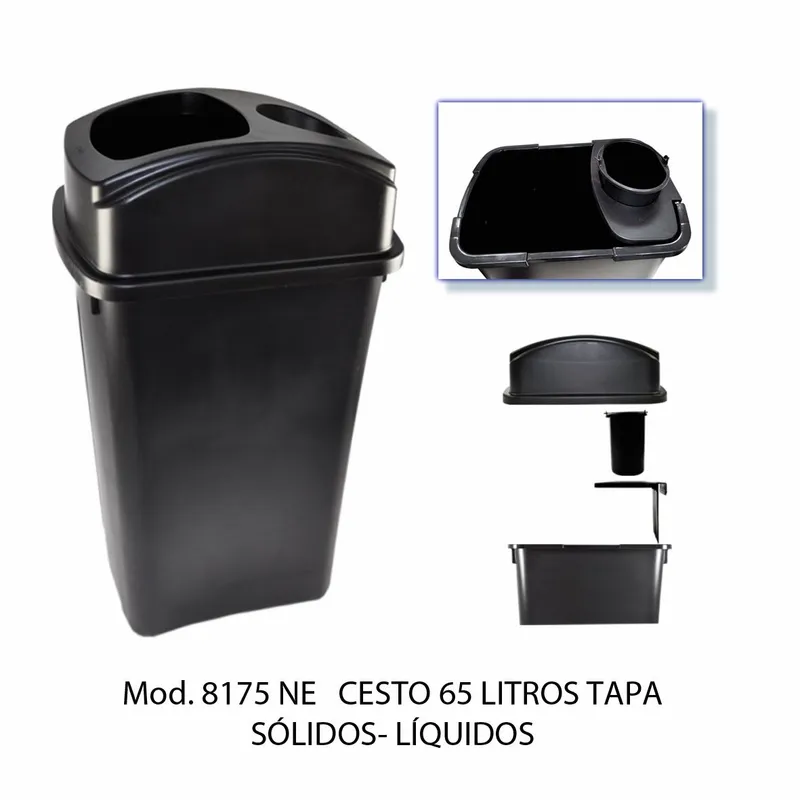 Bote de basura grande de 80 litros — con tapa para sólidos y líquidos