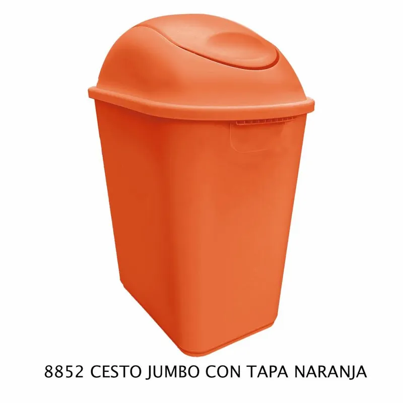 Bote de Basura Mediano Jumbo — 26 litros — Con Tapa Balancín Naranja
