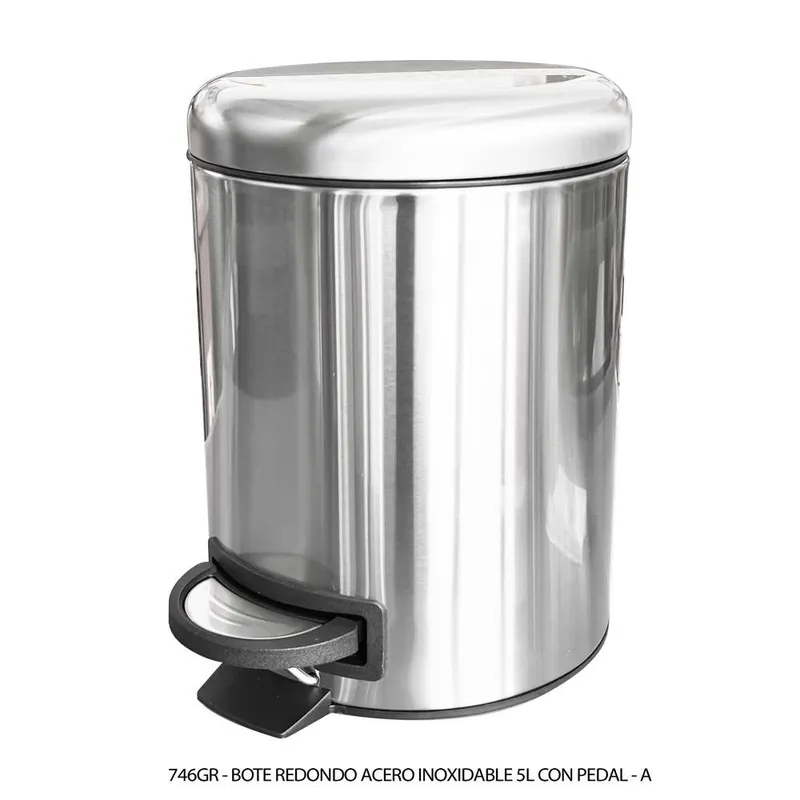 Bote de Acero Inoxidable — Con Pedal — Capacidad 5 Litros