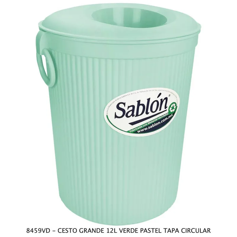 Bote de basura grande con tapa circular