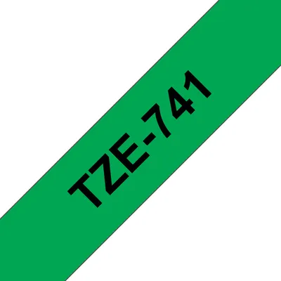 Cinta BROTHER TZE-741 negro/verde 18mm