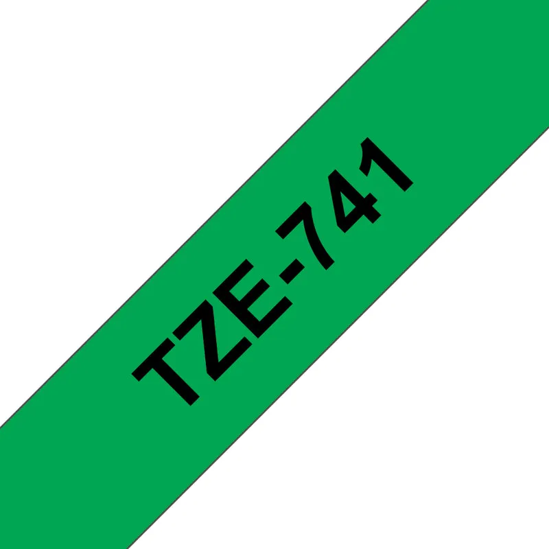 Cinta BROTHER TZE-741 negro/verde 18mm