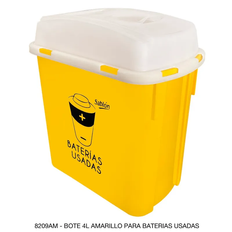 Bote de basura para pilas y baterías usadas — Capacidad 4 litros