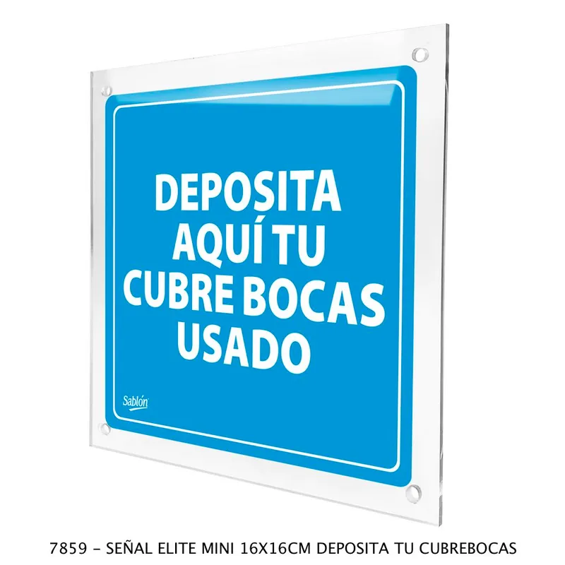 Señal deposita aquí tu cubrebocas — Elite Mini — 16 X 16 cm