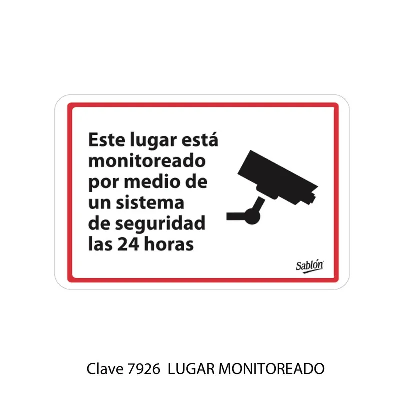 Señal de Cámara de Vigilancia — Placa Rígida Autoadherible Mediana — Visibilidad de 0 a 8 metros