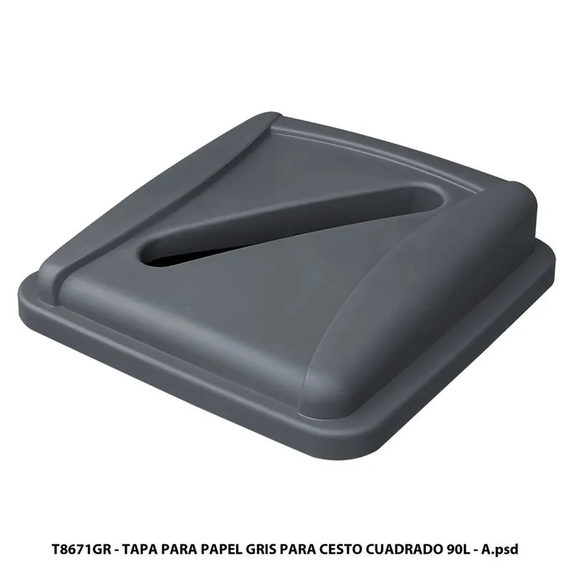 Tapa para Papel Gris para Cesto Cuadrado 90 Litros T8671gr — Material: Polipropileno