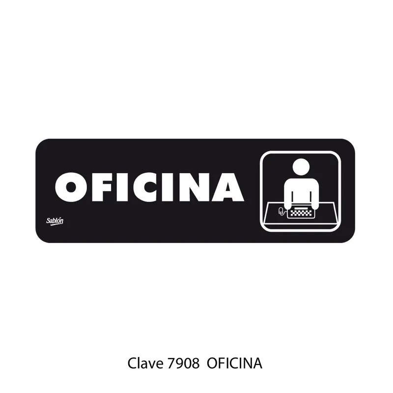 Señal de oficina — Placa Rígida Autoadherible Chica — Visibilidad de 0 a 5 metros