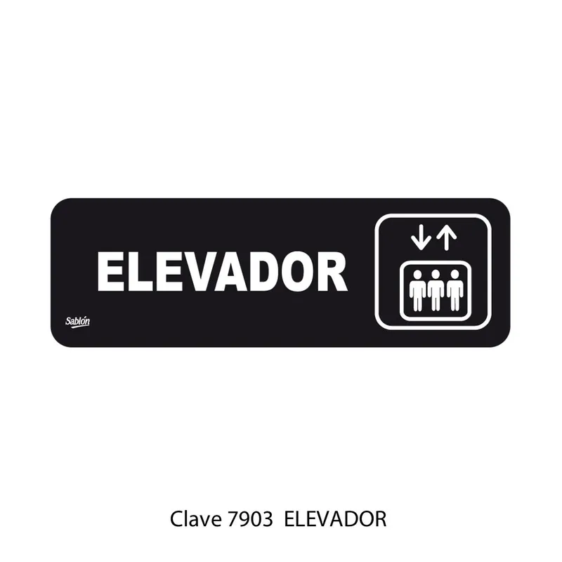 Señal de elevador — Placa Rígida Autoadherible Chica — Visibilidad de 0 a 5 metros