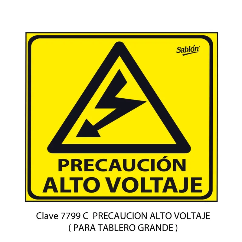 Señal de alto voltaje para tablero grande — Señal de vinil adherible — Visibilidad de 0 a 5 metros