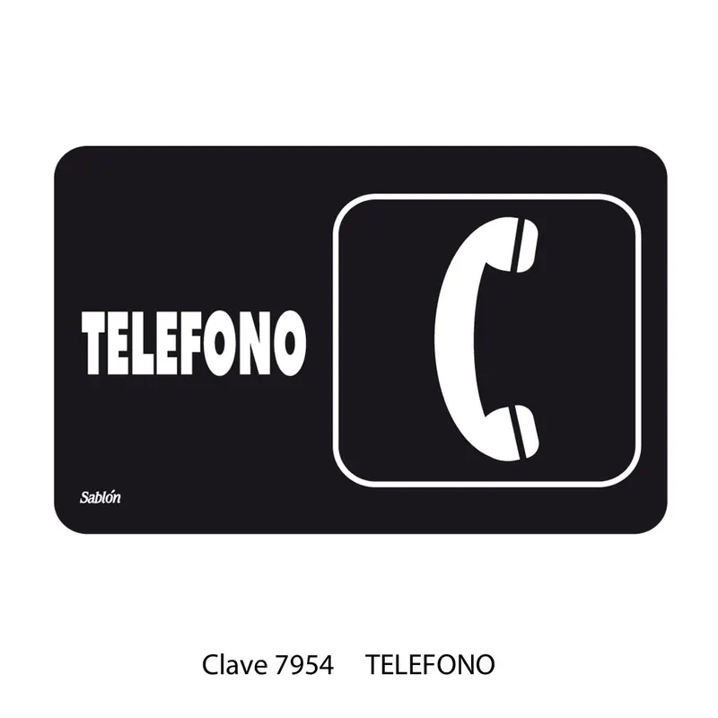 Señal de teléfono — Placa Rígida Autoadherible Grande — Visibilidad de 0 a 12 metros