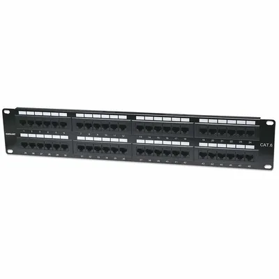 Panel de parcheo Intellinet CAT 6 de 48 puertos, 2 niveles, para rack
