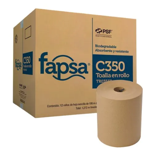 Toalla en Rollo Fapsa C350 Hoja Sencilla 106m Caja 12 Rollos